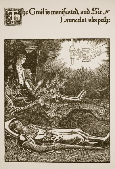 The Grail is manifested, and Sir Launcelot sleepeth, illustration from 